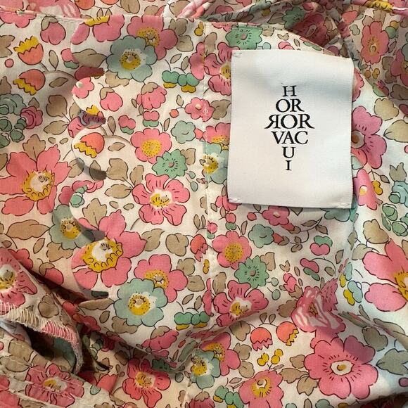 Horror Vacui Dorothy Ruffled Floral Cotton Poplin Midi Dress Size Medium - Picture 6 of 15